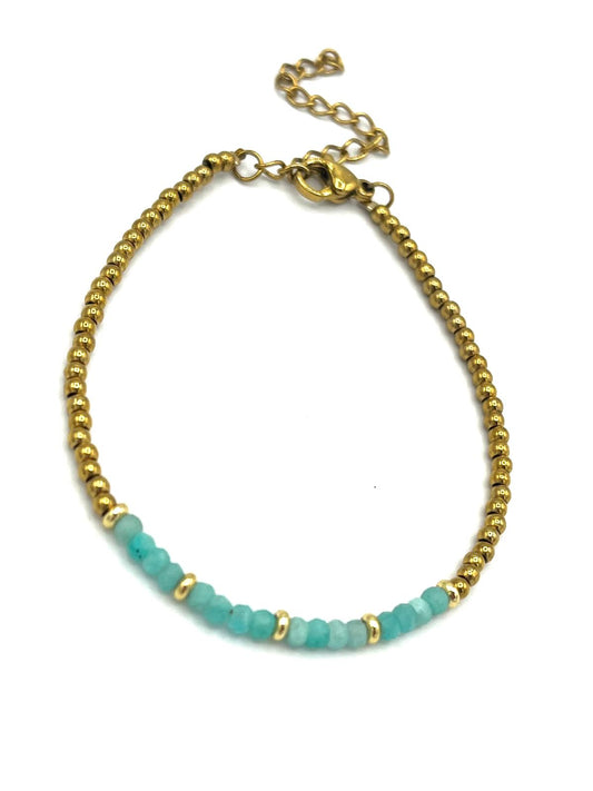 Amazoniet armband met gouden details