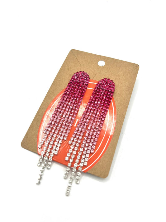 Strass oorbellen roze