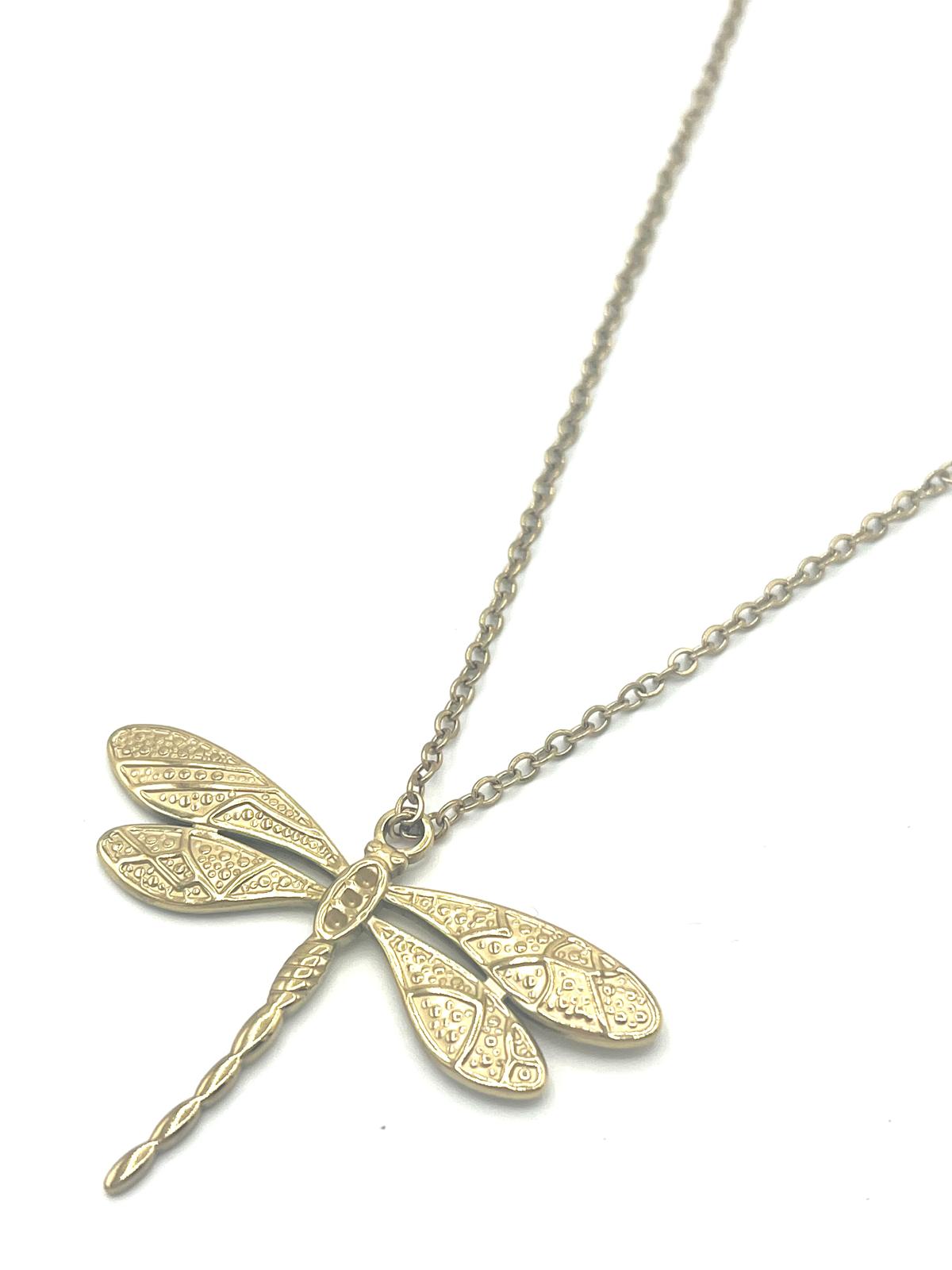 Goudkleurige fijne ketting met libelle