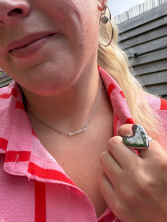Mama ketting zilverkleurig