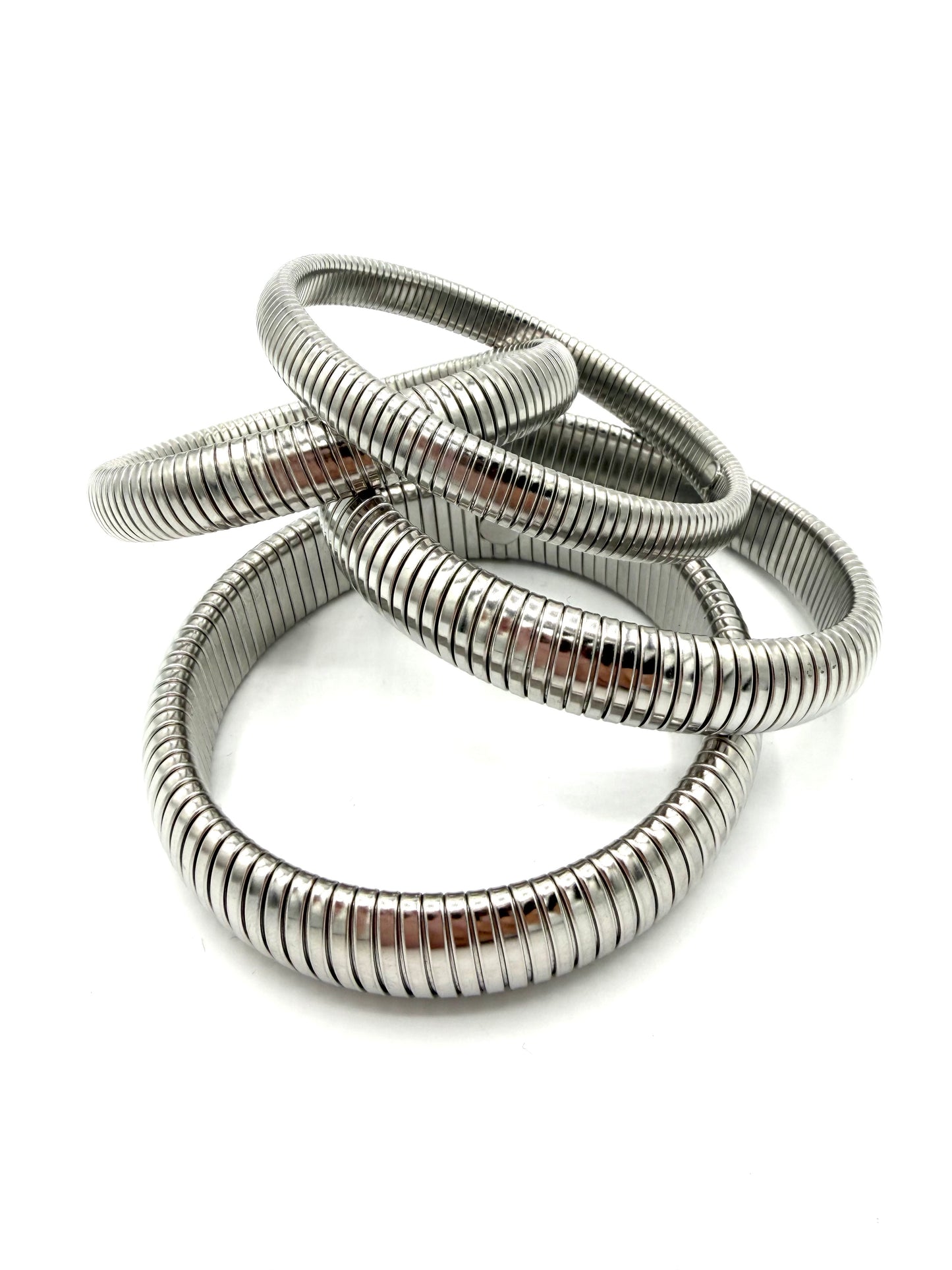 Flexibele zilverkleurige Bangle 12 mm