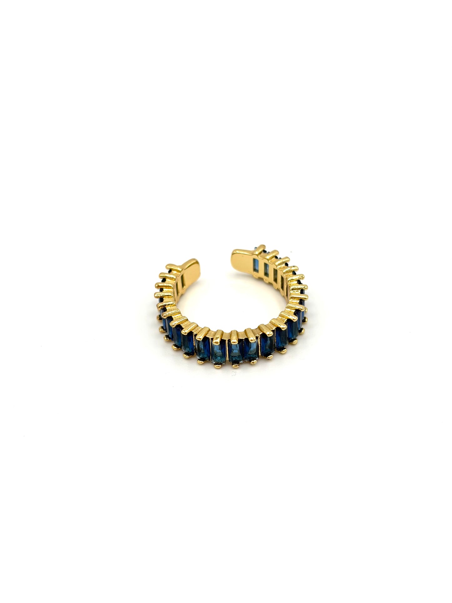 Gouden ring met blauwe stenen