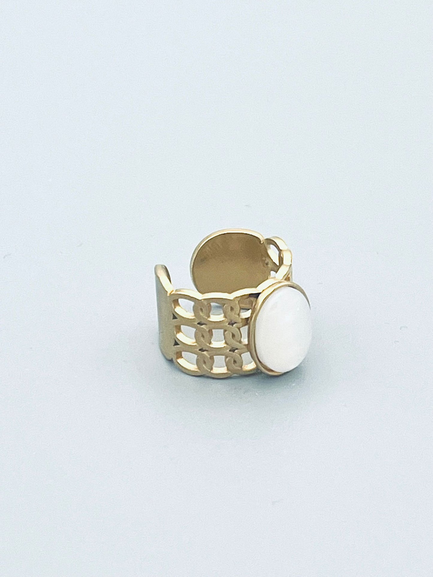 Brede ring met kattenoog edelsteen