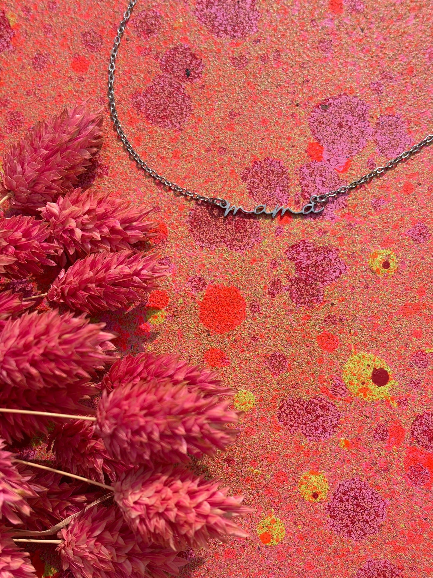 Mama ketting zilverkleurig