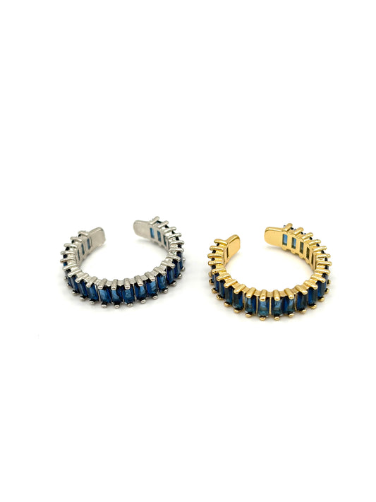 Zilveren ring met blauwe stenen
