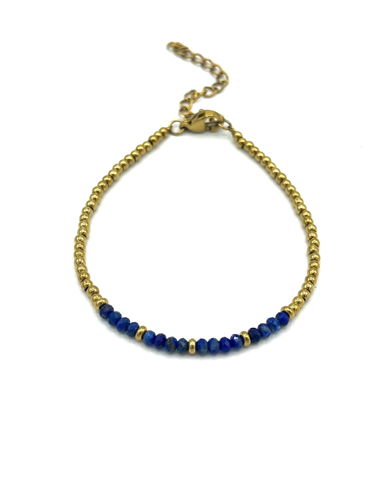 Lapis-lazuli armband met gouden details