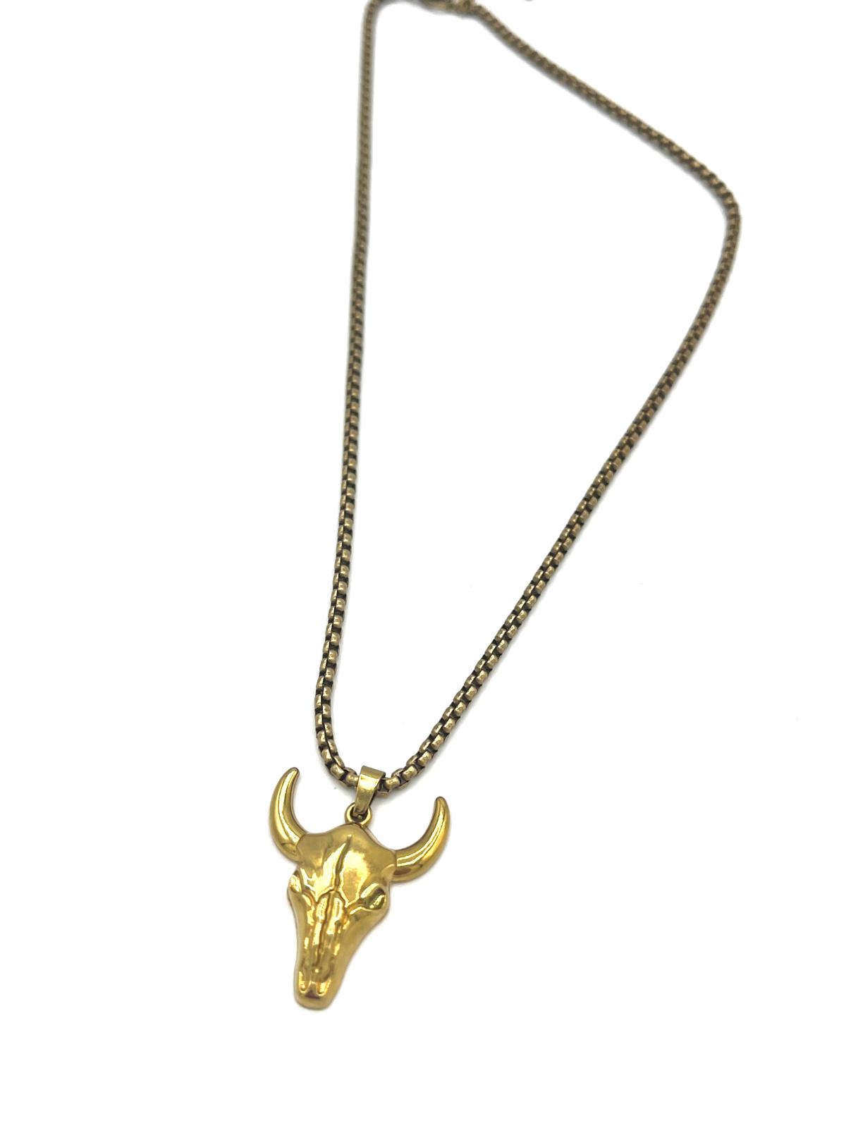 Goudkleurige ketting met dierenkop