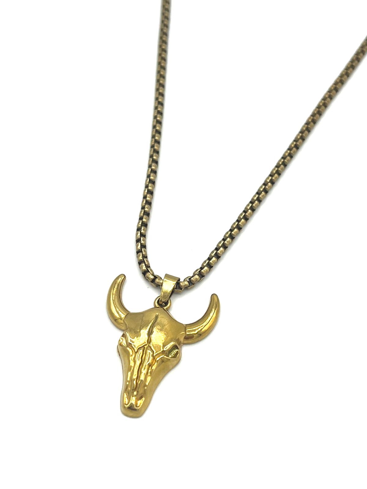 Goudkleurige ketting met dierenkop
