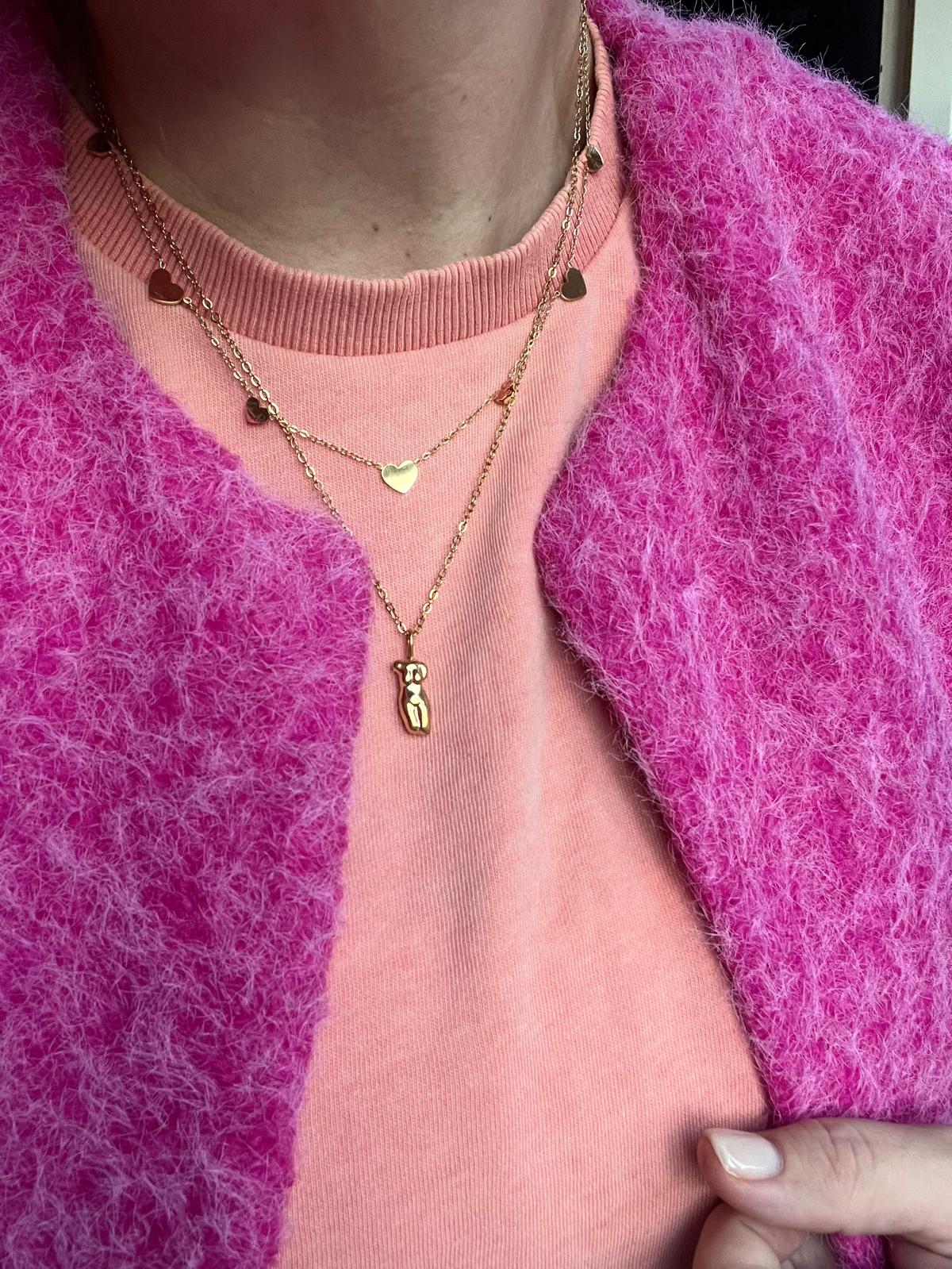 Goudkleurige ketting met hartjes