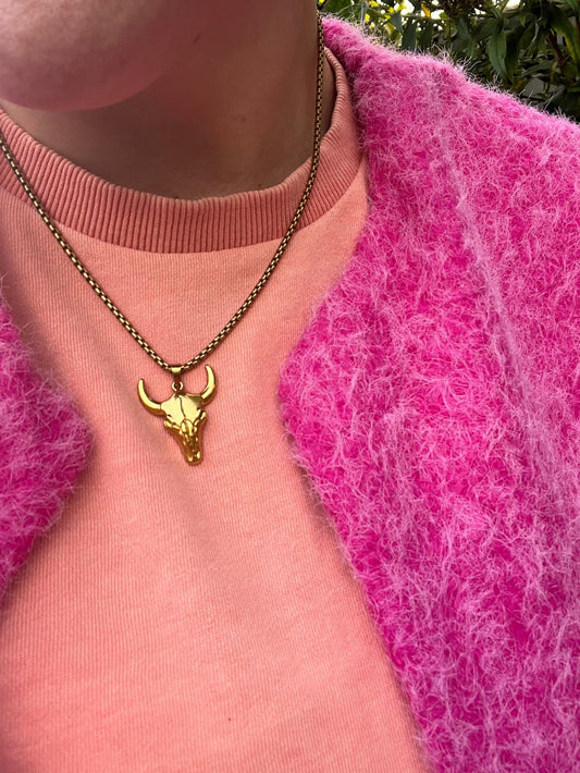 Goudkleurige ketting met dierenkop