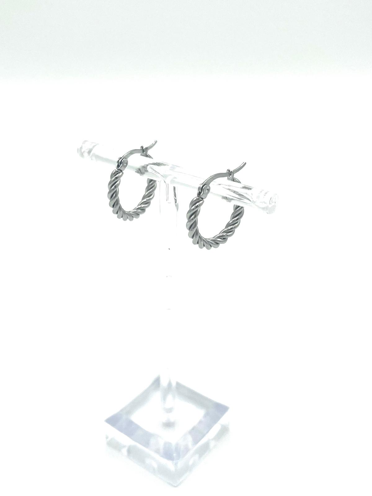 Gedraaide zilverkleurige oorbellen