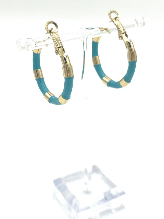 Goudkleurige oorbellen met blauw accent