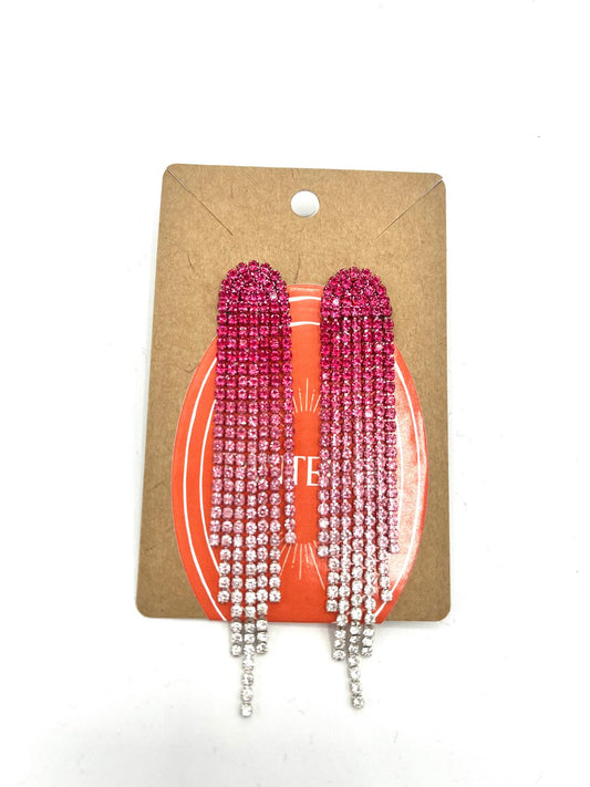 Strass oorbellen roze