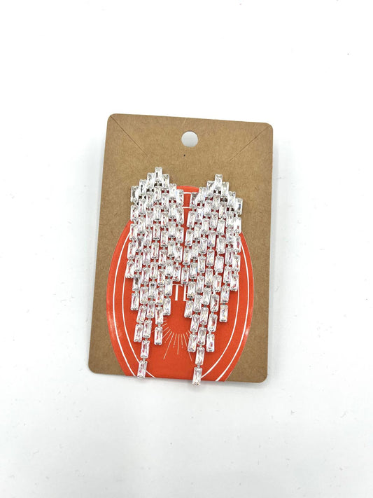 Glinsterende oorbellen met rechthoekige stenen