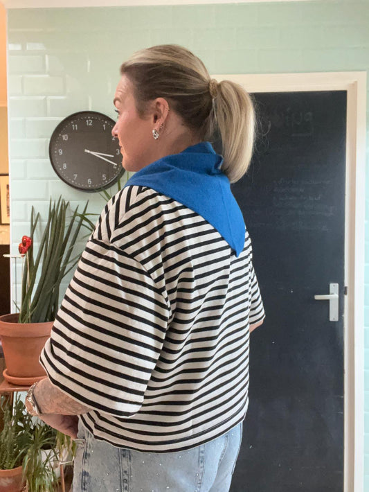 Driehoek sjaal, blauw.