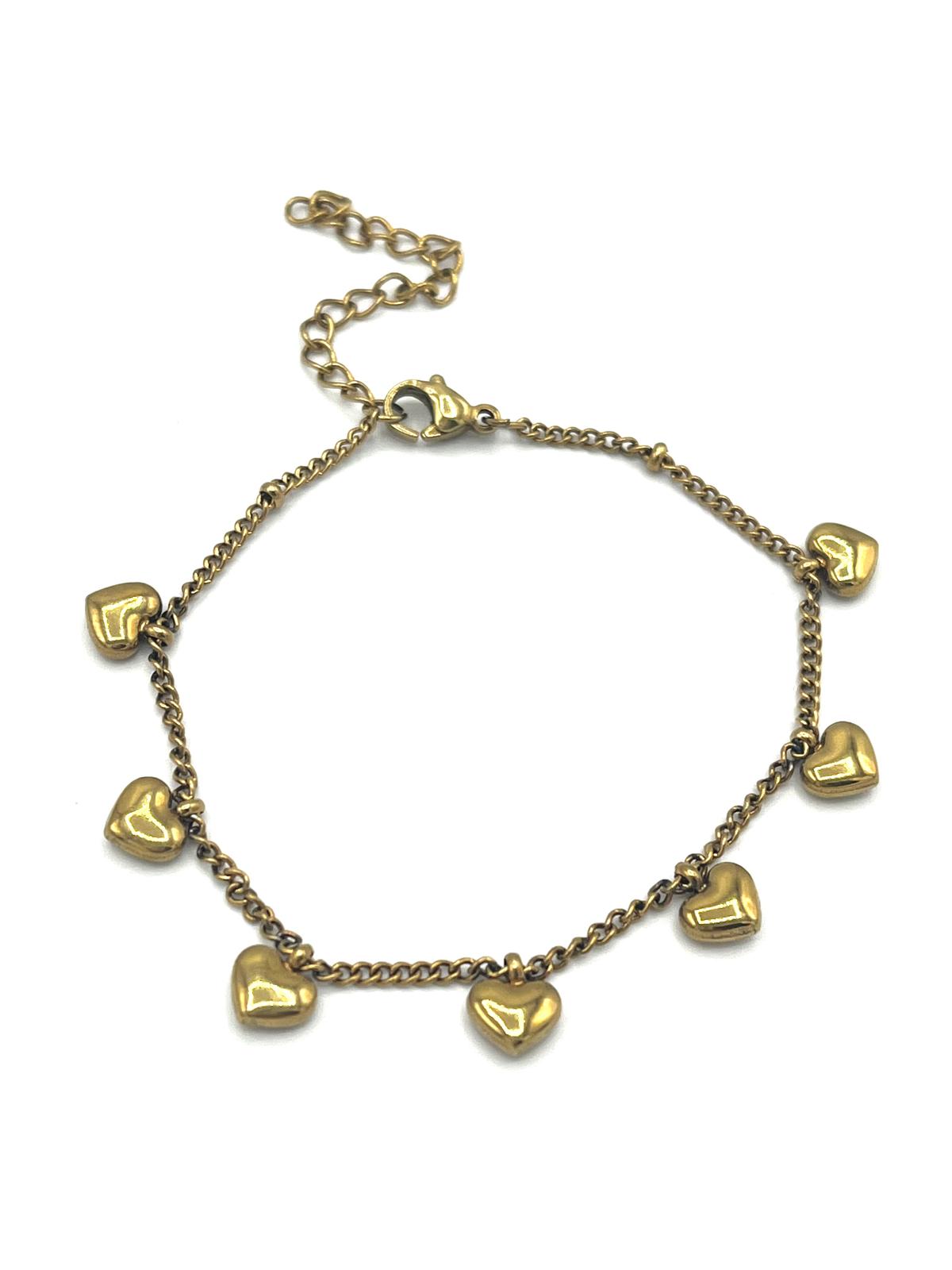 Goudkleurige armband met speelse harten