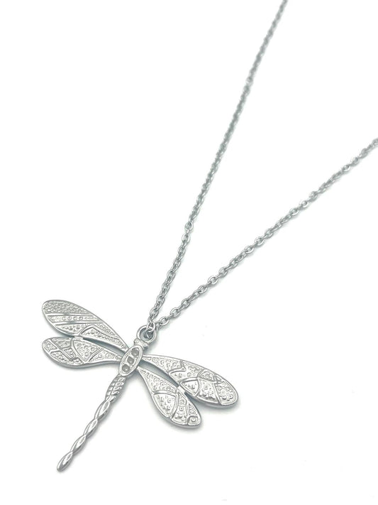 Zilverkleurige fijne ketting met libelle