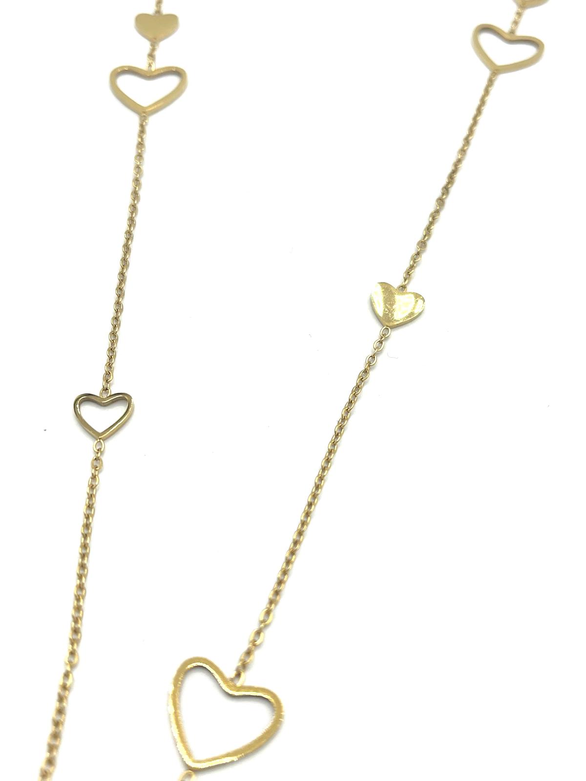 Lange ketting met open en gesloten harten